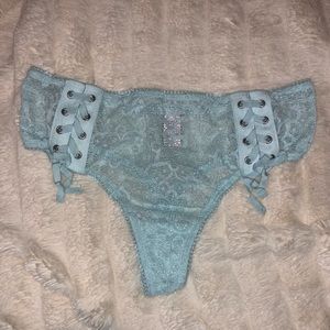 FINAL PRICE - Lace-up Lace & Mesh Thong Panty
